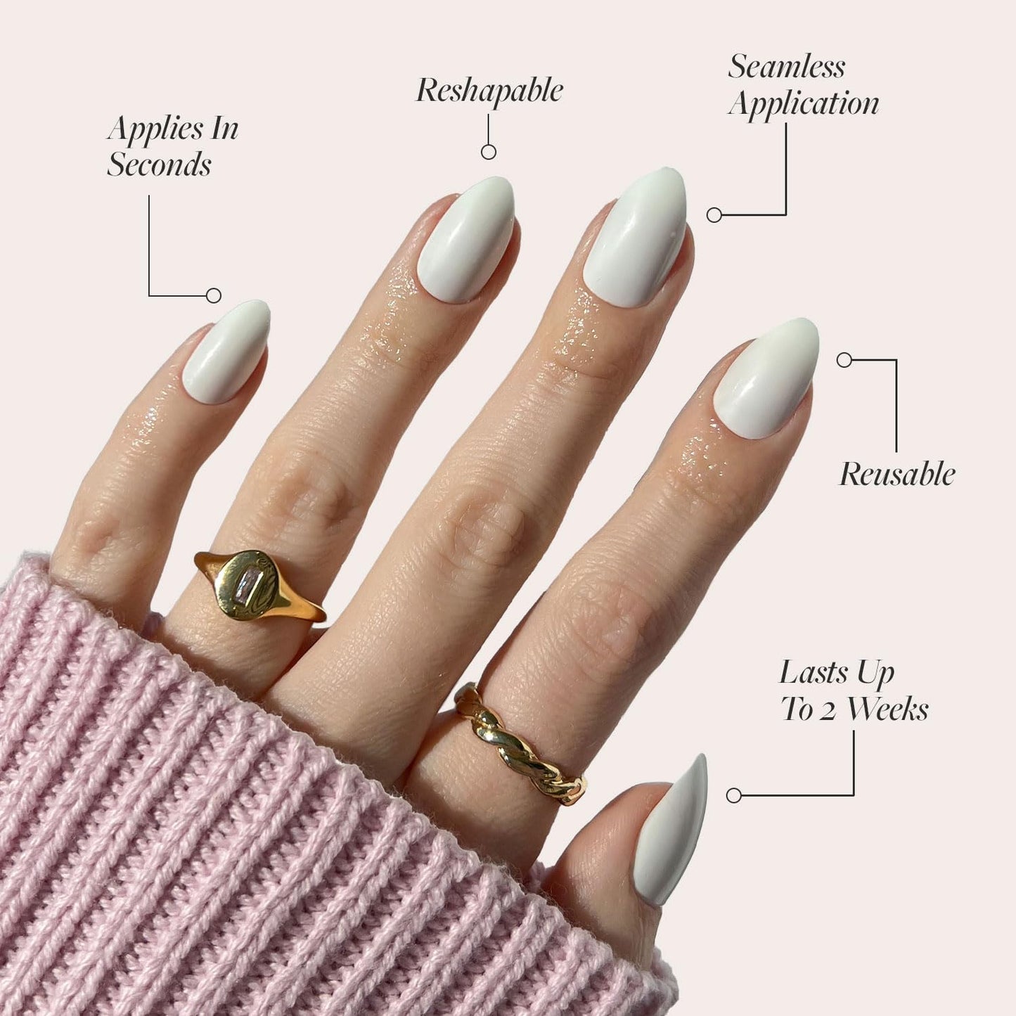Glamnetic x GLAMZILLA Press-On Nails Bundle - I AM A RICH MAN? & Angel | Short Almond Fake Nails with Gold Foil | Opaque White Short Almond Nails | Durable, Salon-Quality Nail Kits