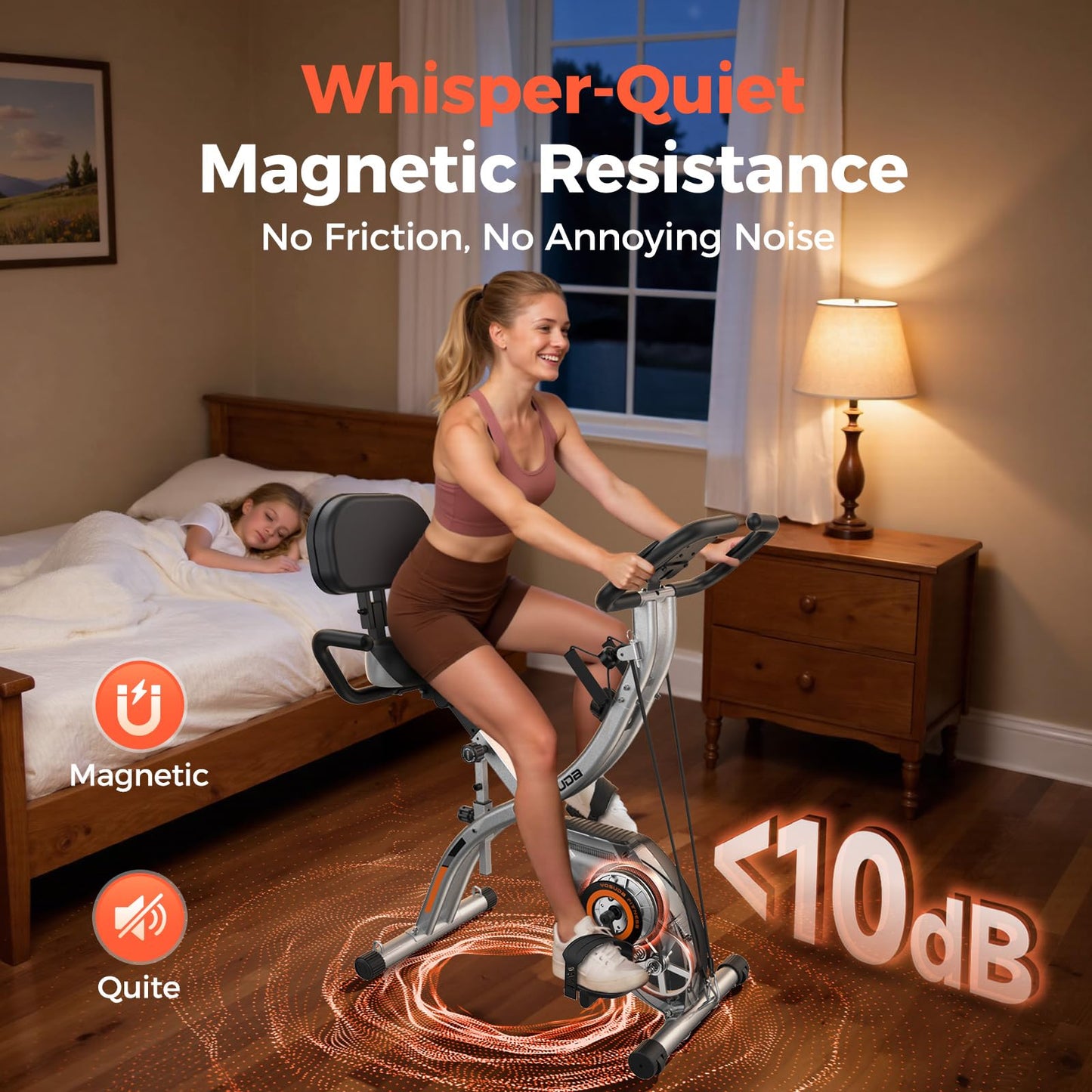 YOSUDA Exercise Bike, 5 in 1 Folding Exercise Bike for Seniors 330lbs Capacity, Magnetic X-Bike with 16-Level Resistance, Back Support Cushion for Home Gym Workout