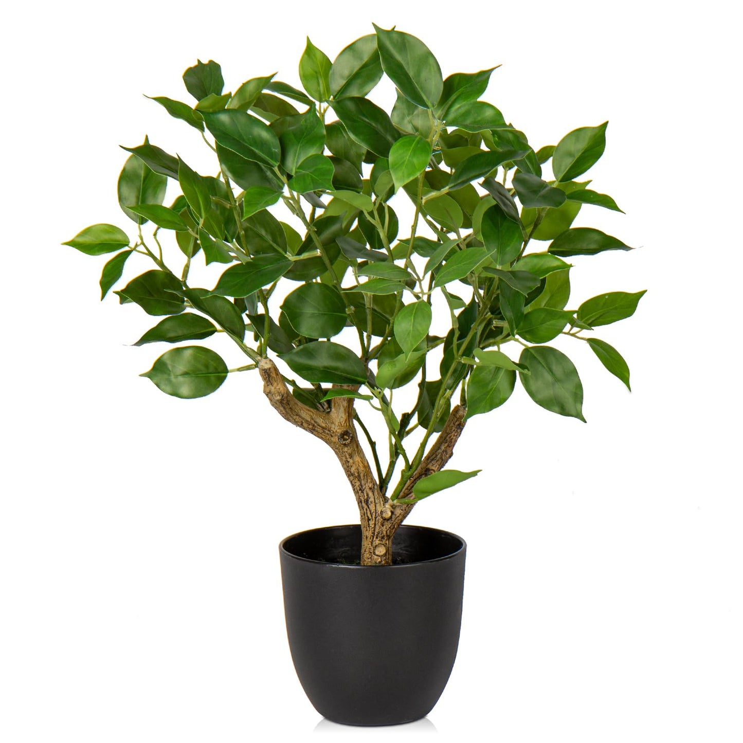 GnFlus Artificial Tree, 17'' Ficus Bonsai, Premium Faux Planted Potted Decor for Home Table Office Desk Bathroom Bedroom Living Room Farmhouse