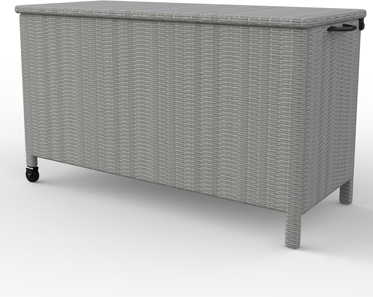 Hipicute 140 Gallon Outdoor Storage Deck Box, Large Rattan Storage Bin Wheel for Patio Cushions, Garden Tools and Pool Supplies, Waterproof, Grey