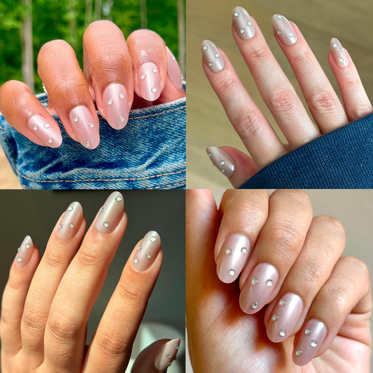 Olive & June Maximalist Instant Mani Press-On Nails (Glue) | 42 Fake Nails, 21 Sizes | Non-Toxic, Long-Lasting Big, Bold Gorgeous Realistic Look | Salon-Quality | Medium, Oval | Diamond Chrome Mani