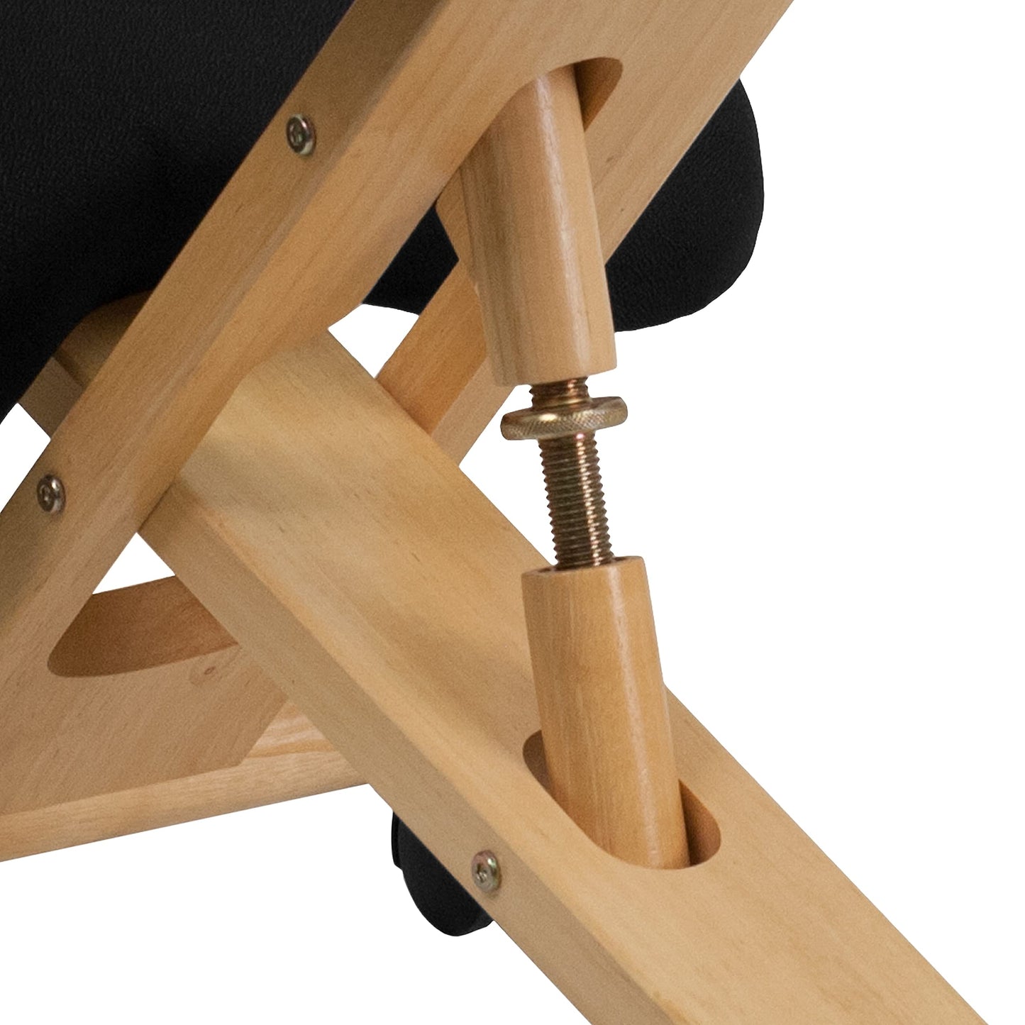 Flash Furniture Posey Mobile Wooden Kneeling Office Chair for Improved Posture, Height-Adjustable Ergonomic Office Kneeling Chair, Natural/Black