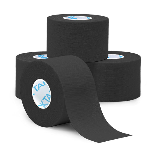 OK TAPE Athletic Sports Tape（4 Packs) Black- 32.8ft Per Roll Athletic Tape for Injuries,Strong Stick No Residue Athlete & Sport Trainers First Aid Injury Wrap, Hockey Stick