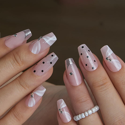 CurvLife Press on Nails Short Square Acrylic Fake Nails with Apricot Design Full Cover False Nails Glossy Nude Glue on Nails Artificial Stick on Nails for Women (Leopard and Flower French)