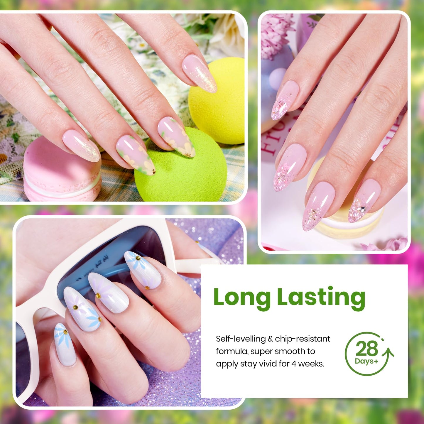 beetles Gel Nail Polish Set 20 Colors Pastel Gel Polish with Glossy&Matte Top Coat Base Coat, Pink Purple Blue Green White Trendy Color Glitter Uv Embrace Nature Gift for Women & Girls