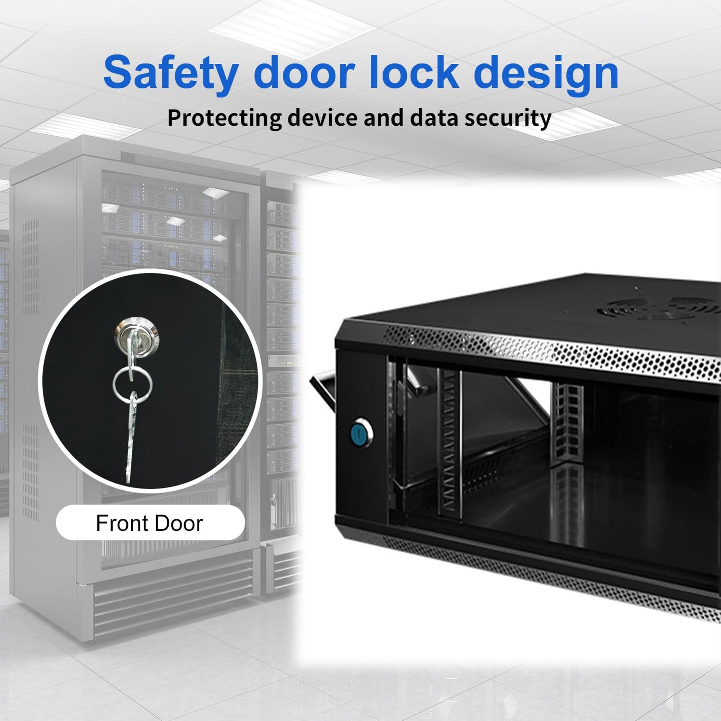 6U Wall Mount Server Cabinet IT Network Rack Enclosure Lockable Glass Door Black