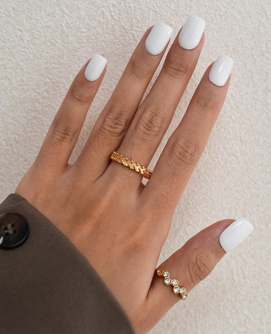 ESLALA Press On Nails Short Square,Opaque White Glossy Finish Fake Nails, Simple Chic Style,Reusable Stick On Fake Nails with Glue | 16 Sizes - 32 Nail Kit（04-Squoval White）
