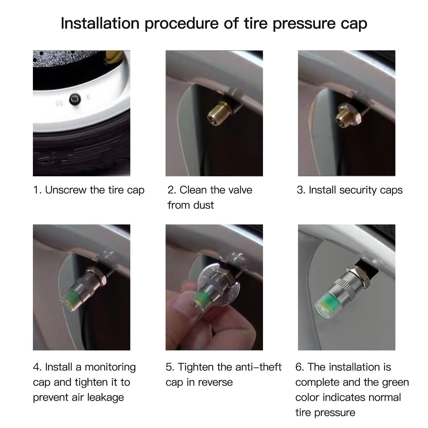JRSHOME 8X New Update Tire Pressure Monitor Valve Stem Cap Sensor Indicator 30PSI 2.0 Bar Air Warning Alert Valve Pressure Diagnostic Tools Kit