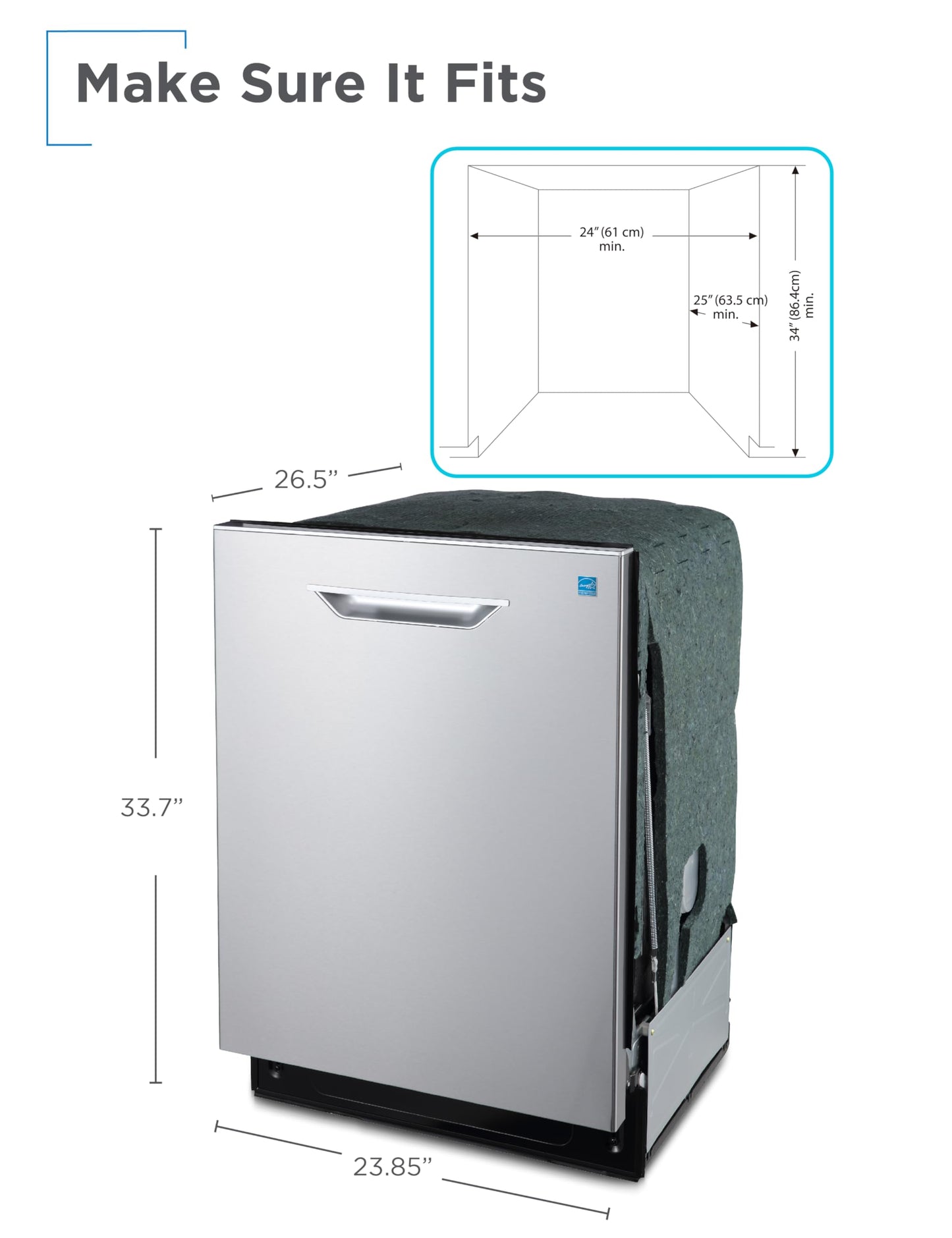 BLACK+DECKER 24" Designer Series Built-In Dishwasher, 14-Place Setting Capacity with Stainless Steel Tub, 6 Wash Programs and Smart Wash System, Low Noise, ENERGY STAR Certified, BDW400MS