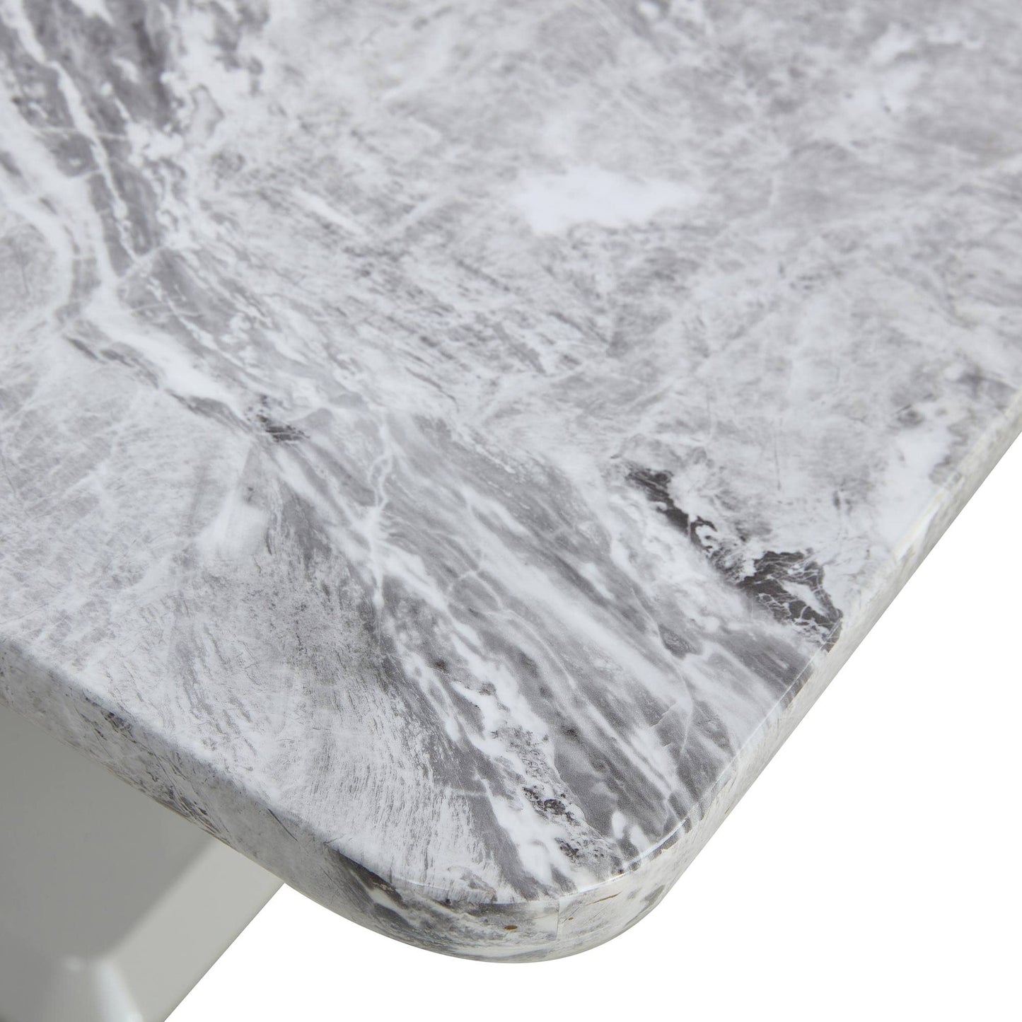 JUFU 63" Faux Marble Dining Table for 6, Modern Rectangular Kitchen & Dining Room Table, Gray Marble-Look MDF Top, U-Shaped Pedestal Base, Easy Assembly