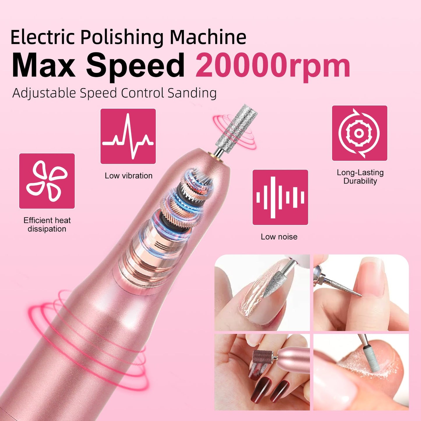 Acrylic Nail Kit Set for Beginners with Everything Acrylic Powder Nail Drill Lamp Starter Kit with False Nail Tips Nail Art Tools Cosmetic Gift Bag for Salon Home
