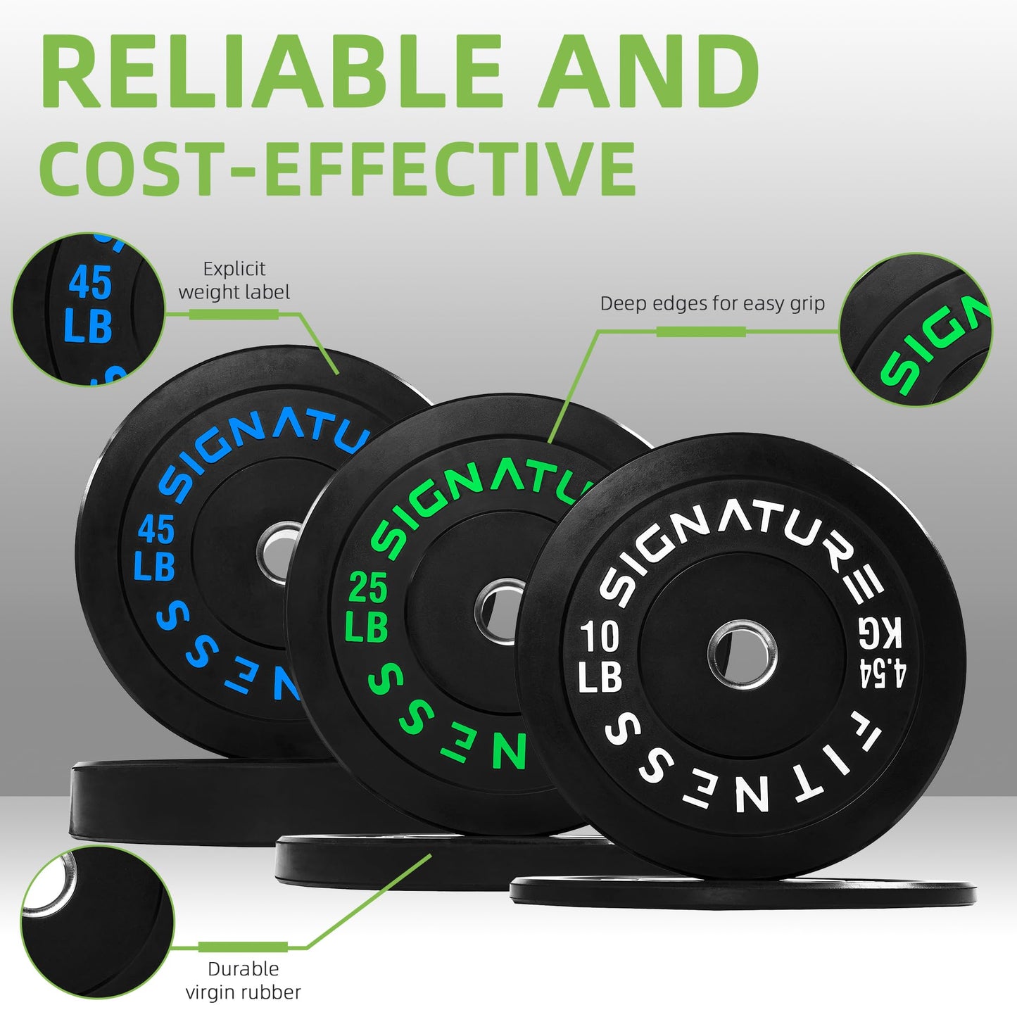 Fitvids Olympic Bumper Plates Set, 2" Weight Plates for Strength Training & Weightlifting, 160LB Set (10LB, 25LB, 45LB), Multiple Packages