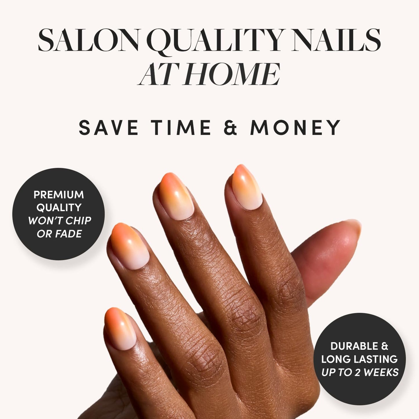 Glamnetic Press-On Nails Bundle - Candy Corn & Goal Digger | Short Oval Glazed Fake Nails with Ombre Design | Natural Short Round False Nails with Gold Foil | Durable, Salon-Quality Nail Kits