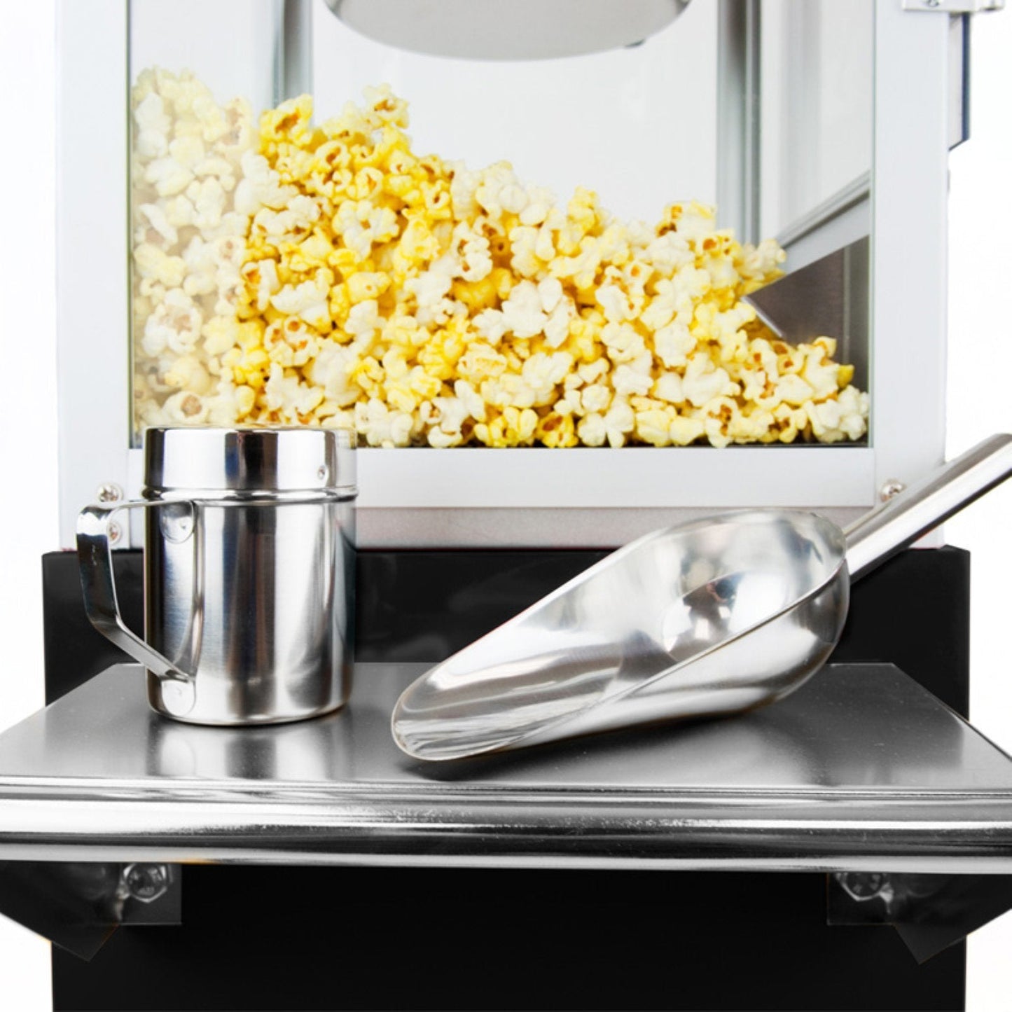 Funtime Sideshow Popper 8-Ounce Hot Oil Popcorn Machine with Cart, Black/Silver