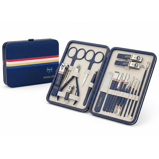 Nail Clippers Set - 19 Piece Manicure & Pedicure Kit, Stainless Steel Fingernail & Toenail Tools with Luxurious Travel Case for Men & Women