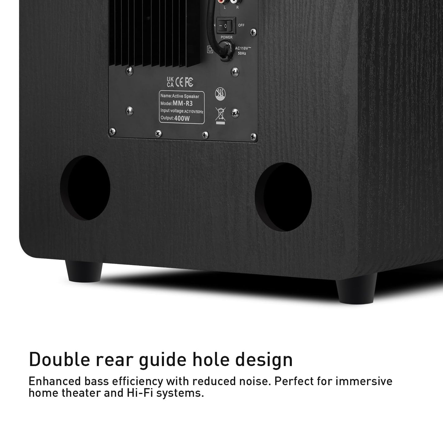 Elimavi Front Firing Powered Subwoofer - 400W Deep Bass Home Theater Sub for Large Rooms - 12" Copper Driver, MDF Enclosure w/Aluminum Radiator - Connect Extra Sub via Subwoofer Out