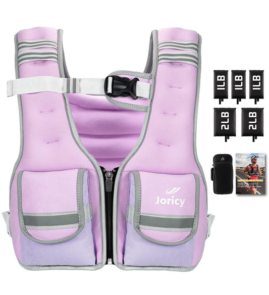 Weighted Vest Woman Adjustable Weights for Walking 5-12lbs Weight Vest Women Men with 5 Removable Weights, Weighted Vests with Zipper Rucking Vests for Running Strength Training Workout, Purple