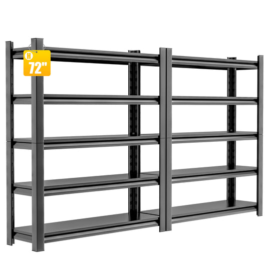 Hzdbhd 2 Sets Garage Shelving Unit 24" D x 48" W x 72" H Heavy Duty Storage Shelves Easy Assembly 5 Tier Adjustable Metal Shelving Utility Shelf Rack Garage Storage Organizer for Basement, Warehouse