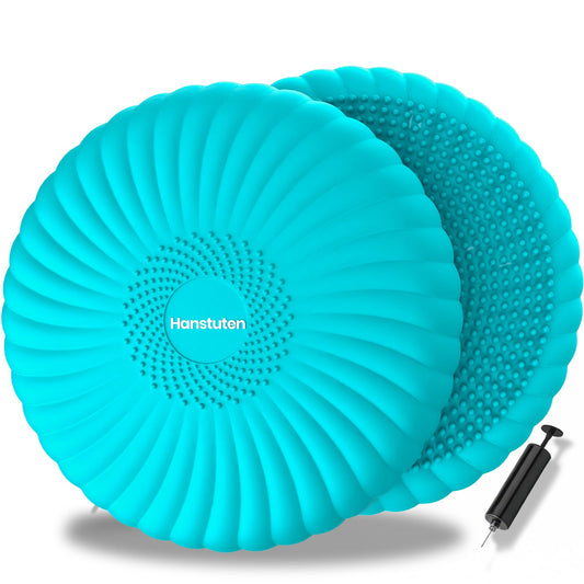 Hanstuten Wobble Cushion Core Balance Disc, Inflated Wiggle Seat Cushion to Improve Sitting Posture & Stay Focused, Non-slip Balance Pads for Physical Therapy & Core Strength(1Turquoise)