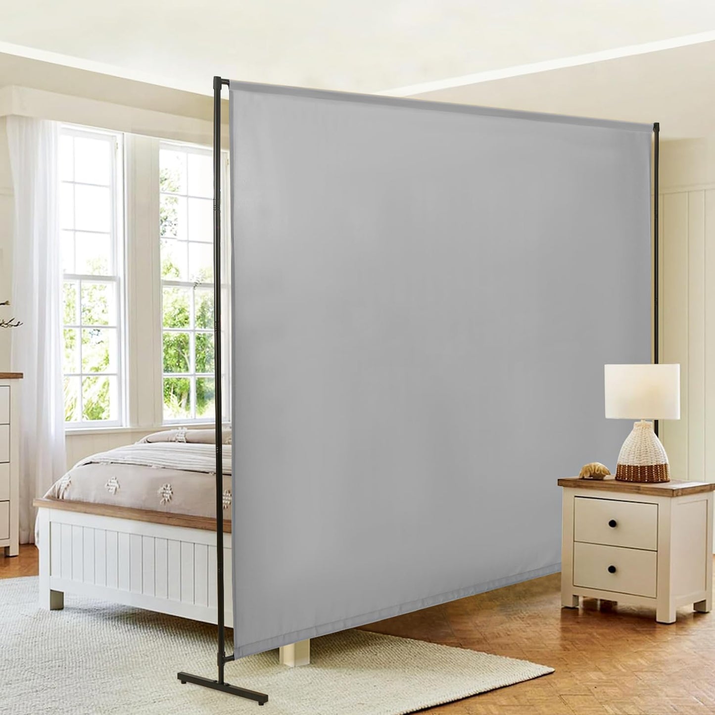 Room Divider Single Panel, 71''W x 71''H Height Adjustable Large Room Divider Panel for Office, Fabric Portable Privacy Screen Wall Divider for Room Separation, Freestanding Partition Separators