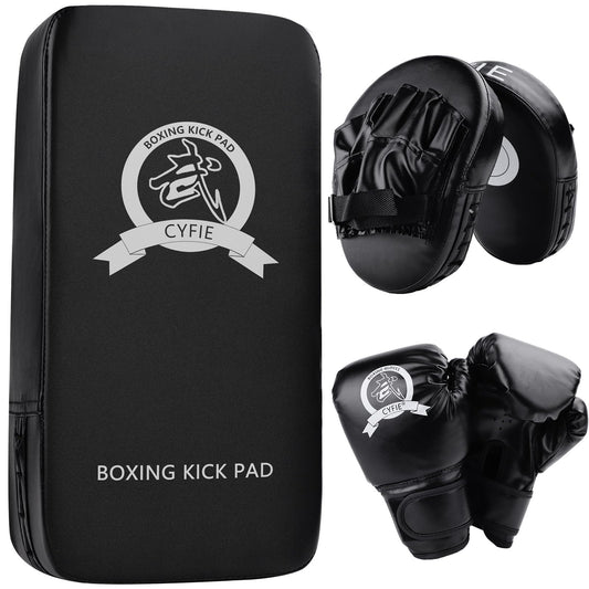 SEISSO Kickboxing Gloves Boxing Kick Pads Punching Mitts Set for Taekwondo Karate Training Target Focus Muay Thai Pads Punch Kicking Strike MMA Martial Art for Kids Adults