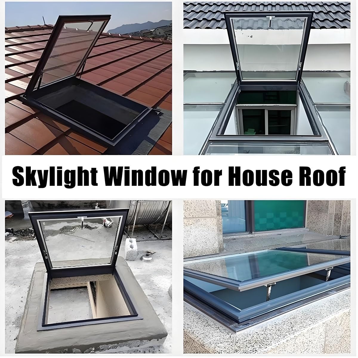 Auoriflex Skylight Windows for House Roof with Double Layer Tempered Glass, Roof Lighting Well Window for Indoor Attic, Aluminium Window Cover for Garage/Basement/Loft/Dark Room(27x14)