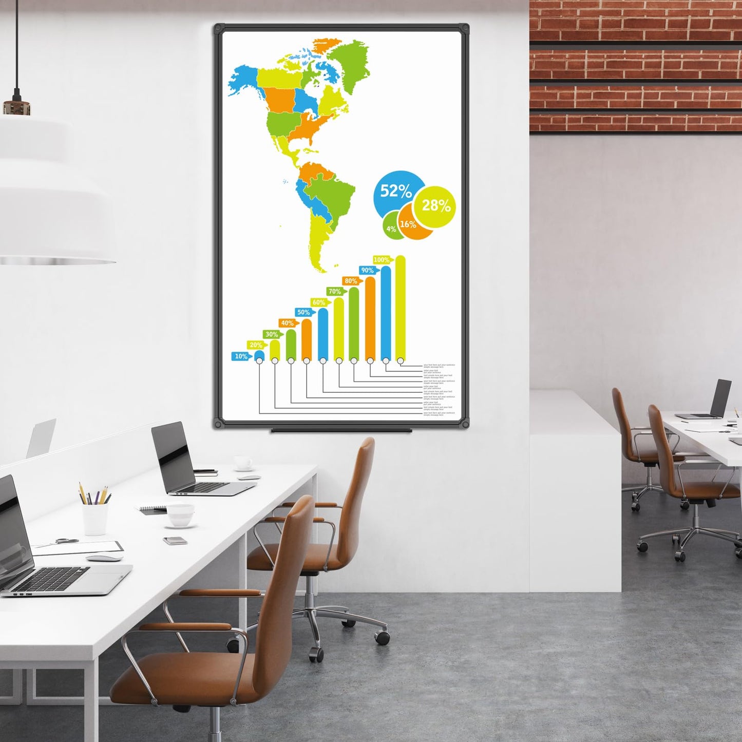 JILoffice Magnetic Whiteboard/White Board, Dry Erase Board 48 x 31 Inch, Black Aluminum Frame Wall Mounted Board for Office Home and School