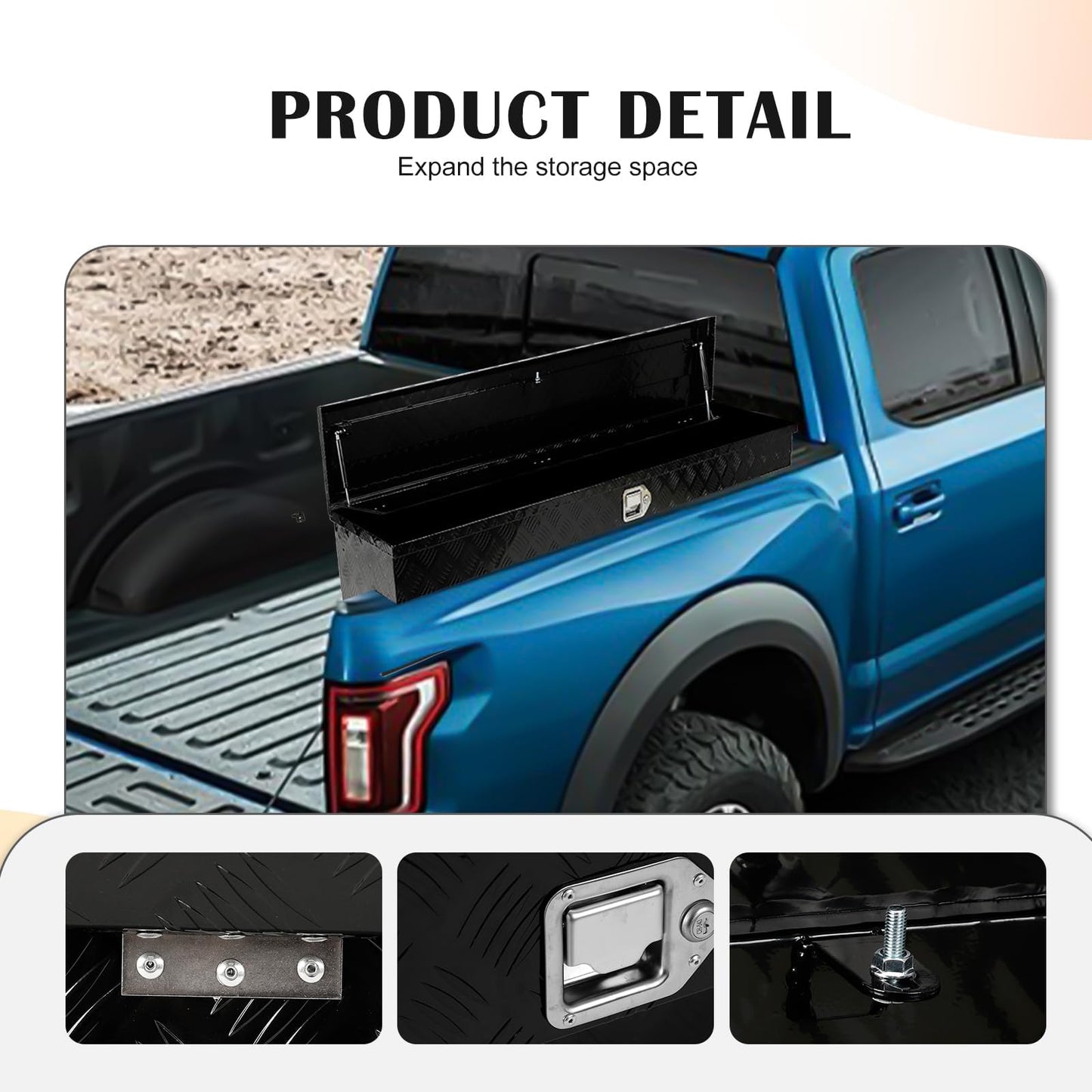 Vigorighter 36 Inch Side Mount Tool Box 2 Pack, 36"X12"X12" Aluminum Pickup Truck Side Tool Box Storage ToolBox with Lock and Keys, Black (Pack of 2)