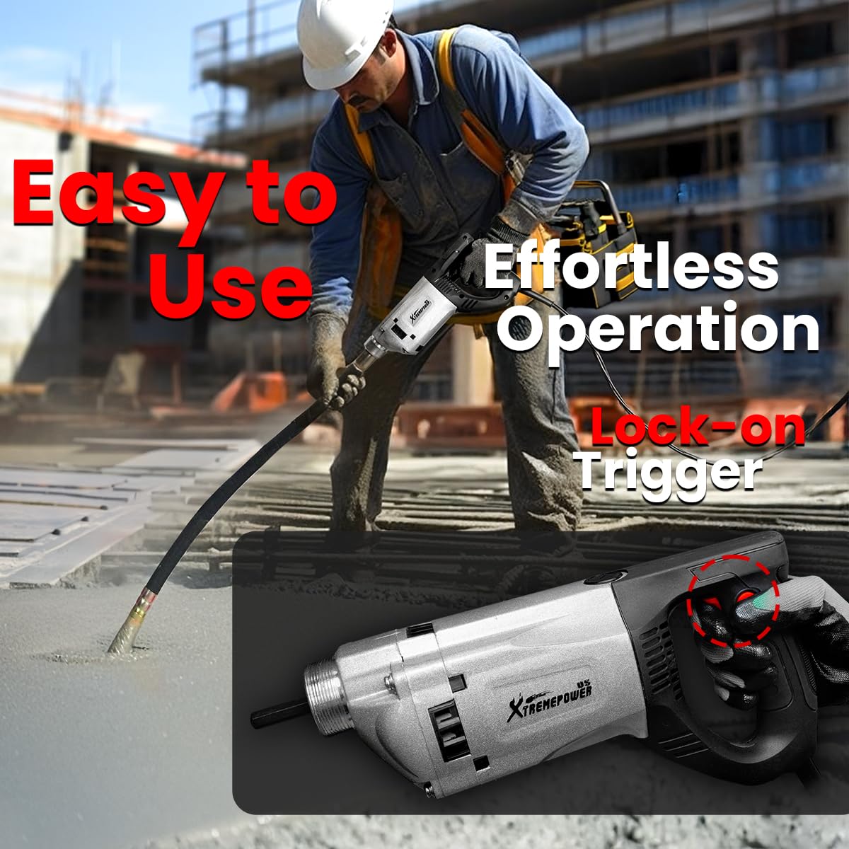 XtremepowerUS 2200W Portable Hand Held Concrete Vibrator Electric 5" ft Long Shaft Construction Mixer Cement