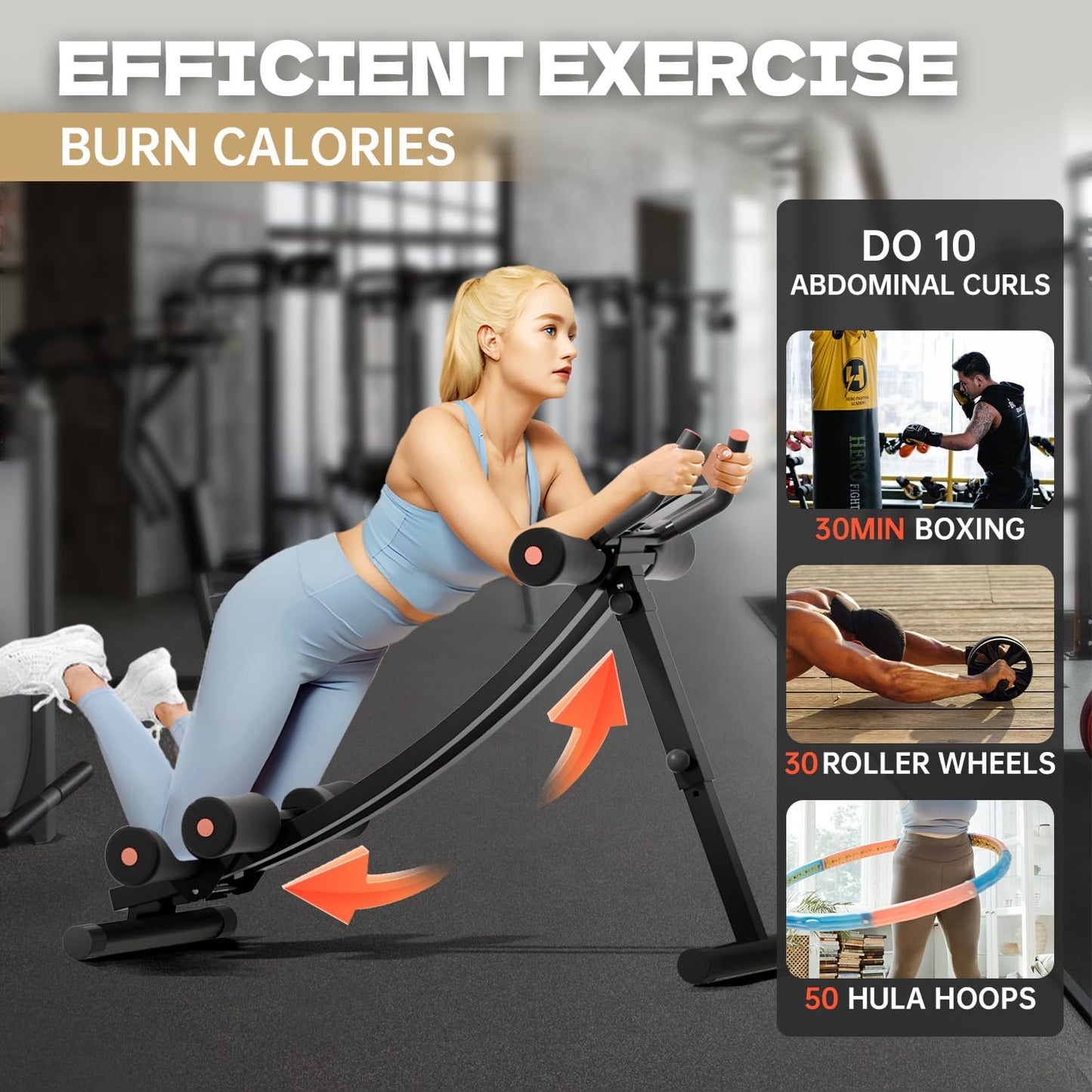WECENI Abdominal Trainers, Adjustable AB Machine at Home or Gym for Core Strength Training, Ab Cruncher Foldable Fitness Gear for Men and Women Exercise &Workout