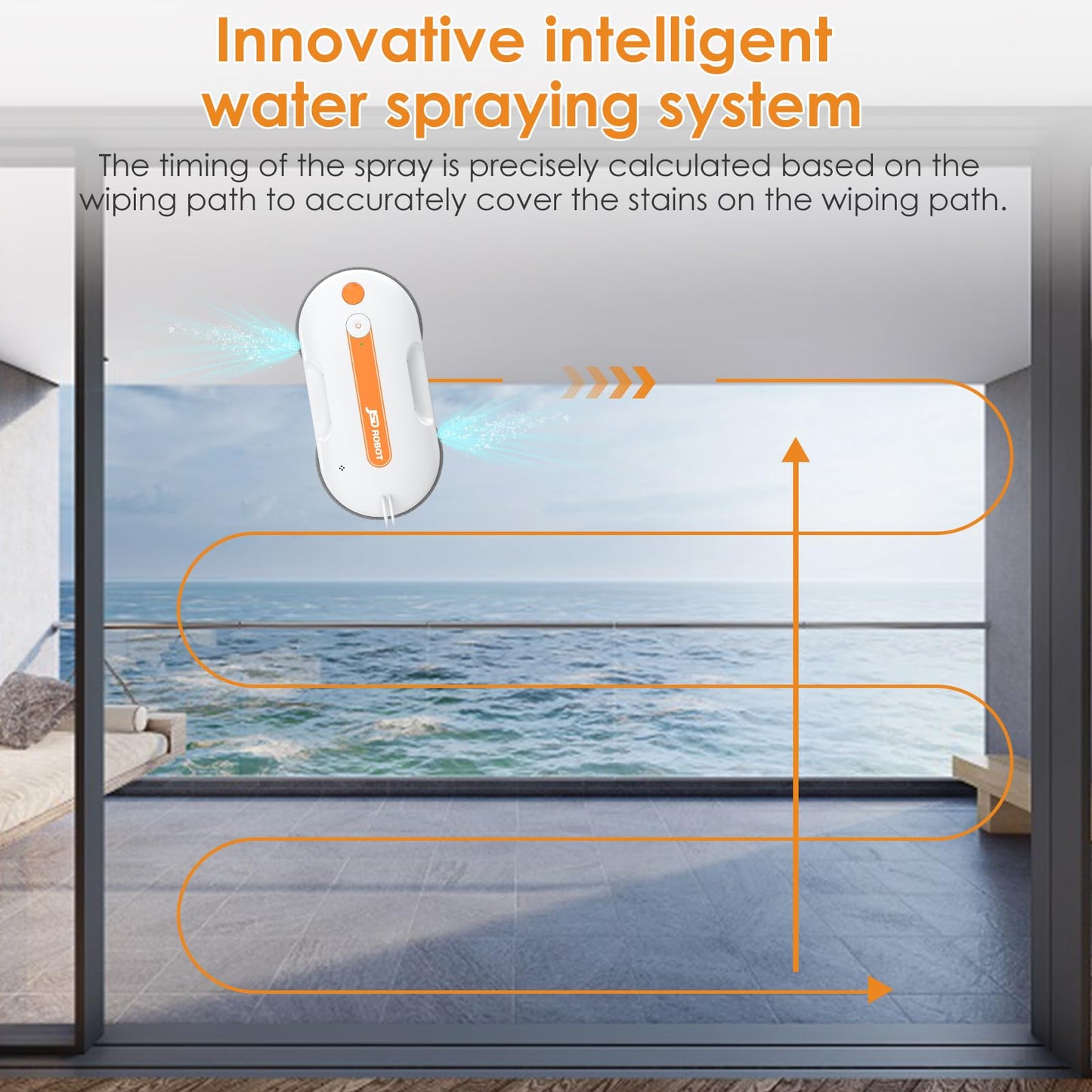 JSDROBOT Lite Window Cleaning Robot,5300Pa Window Cleaner Robot with Pressured Wiping Dual Water Spray Close to The Border Wipe Edge Detection Intelligent Path Plan