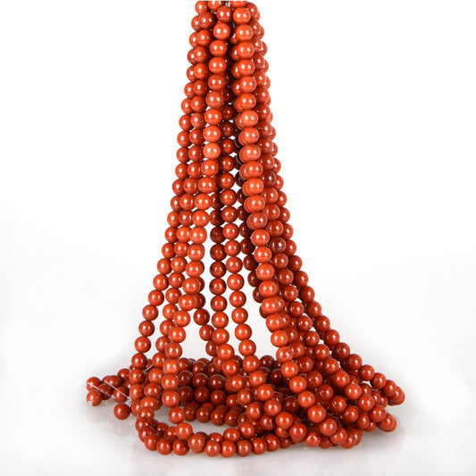 ICAI Beads（Red Jasper） Natural Stone Gemstone Round Loose Beads Crystal Energy Stone Healing Power for Jewelry Making DIY,1 Strand 35-37pcs（10mm）