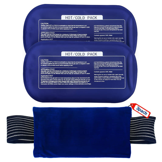Ice Packs for Injuries Reusable (3-Piece Set) – Hot and Cold Ice Packs for Knee, Reusable Gel Wraps Support, Adjustable Ice Pack Pain Relief for Shoulders, Back Joints Muscles, Knees, Arms and Legs