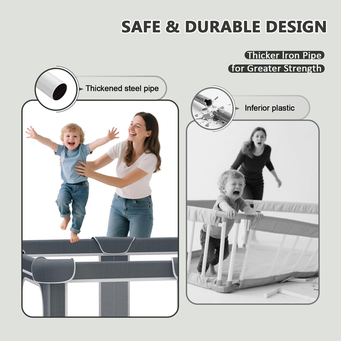 G TALECO GEAR Foldable Playpen for Babies and Toddlers, 59"x71" Portable Play Yard with Mat, Kids Collapsible Play Pen with Sturdy Metal Frame & Mesh Walls, Indoor & Outdoor Baby Fence Play Area