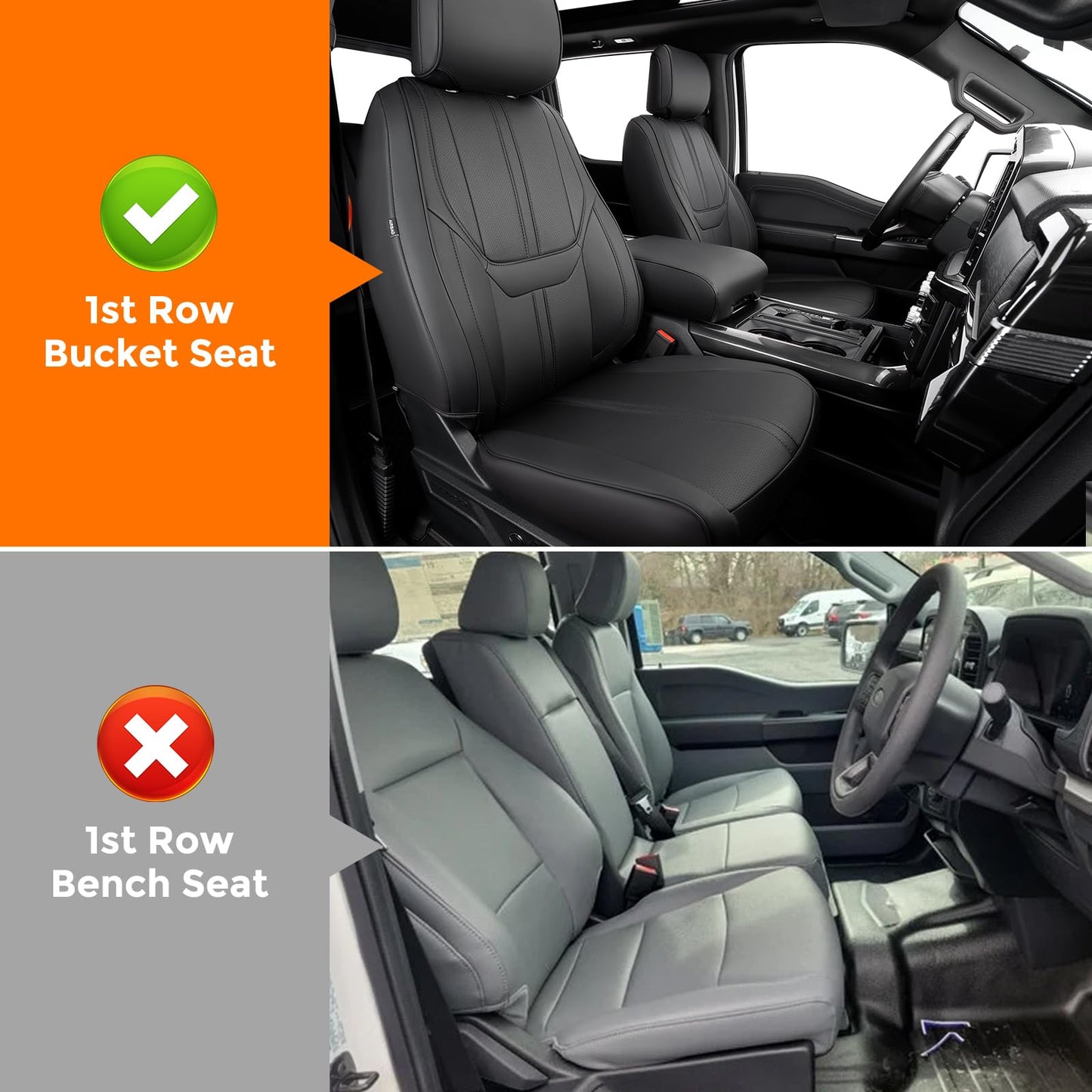 Super Cover for Ford F150 Seat Covers 2015-2025, Full Covered Leather Truck Pickup Seat Protectors for F-150 2025 2024 2023 2022 2021 Accessories, Only Fit 1st Row Bucket Seat SuperCrew (XL,XLT)