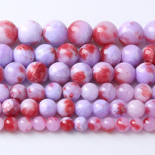 8MM 46PCS Purple Red Persian Jade Spacer Loose Beads for Jewelry Making DIY Bracelet Necklace