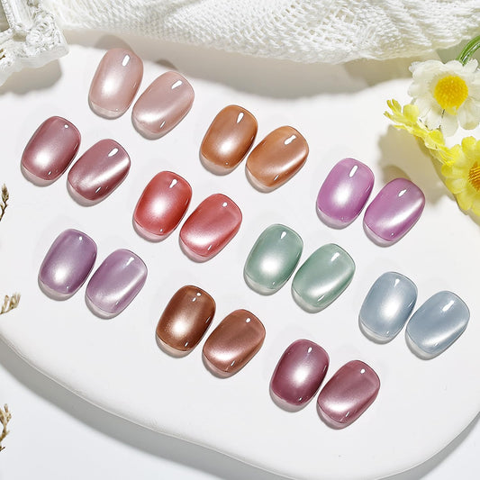 JODSONE 10 Colors Jelly Cat Eye Gel Nail Polish Set with Base Coat &Top Coat & Magnet Stick Purple Blue Pink Red Jelly Sweet Gentle Manicure DIY Nail Art