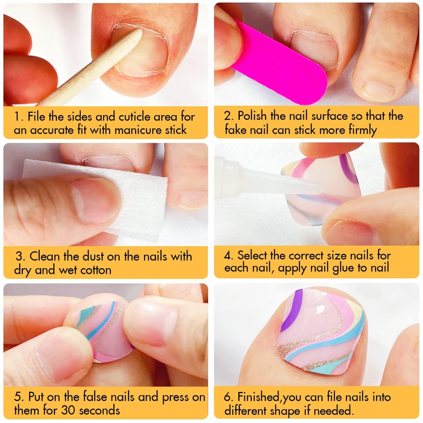 KXAMELIE Light Pink Press on Toes Short Square &Light Pink French Press on Nails Short Almond For Beach Party Daily Decoration in 54 PCS