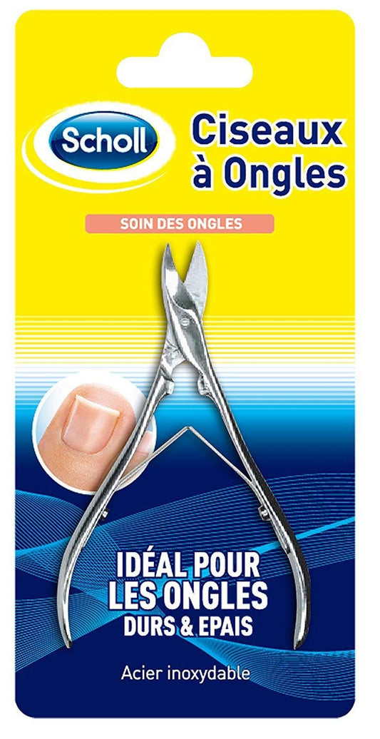 Scholl Nail Care Toe Nail Scissors - Heavy Duty Stainless Steel Nail Clippers and Cutter for Thick Nails, Precision Toenail and Fingernail Trimming Tool, Dual-Action Pedicure Tool, Durable, 1 Unit