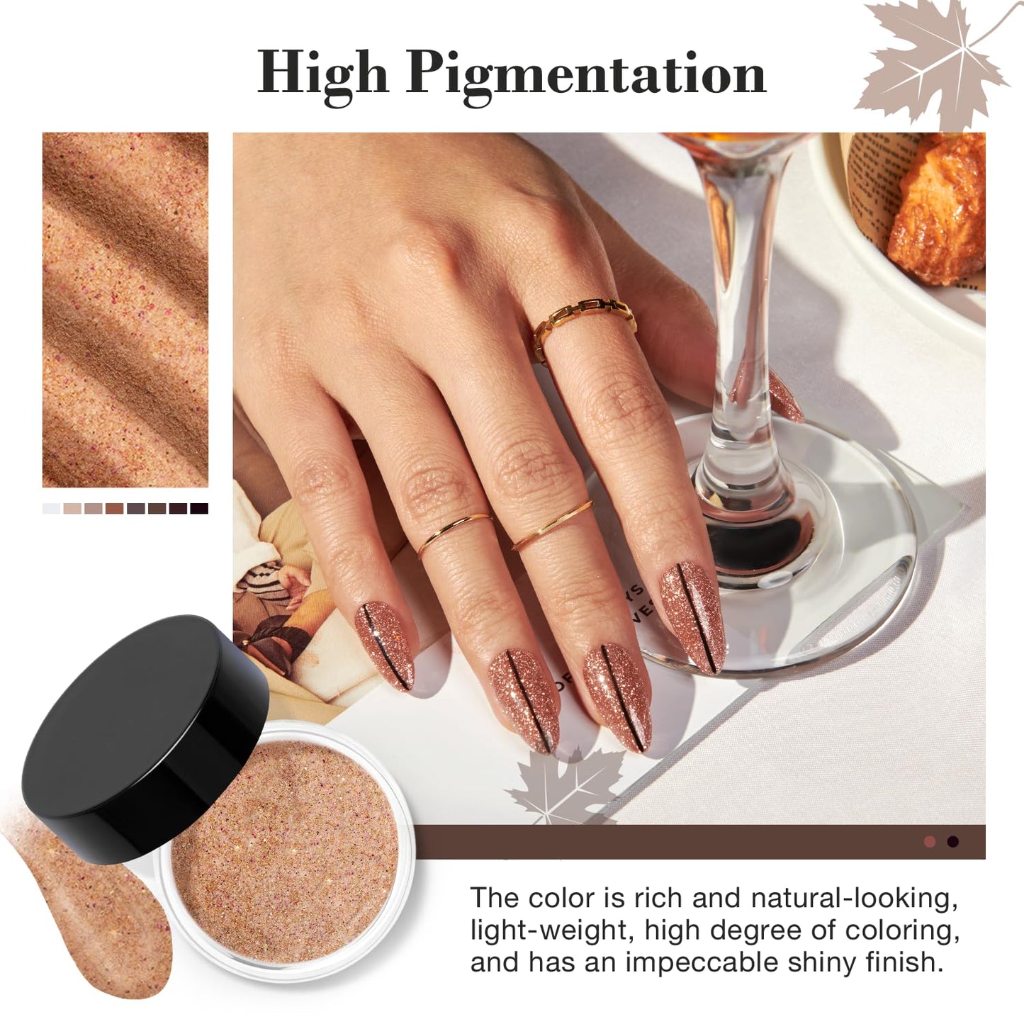 AZUREBEAUTY 30Pcs Dip Powder Nail Kit Starter, 8 Colors Fall Nude Brown Glitter Purple Nude with Nail Sticks, Nail Art Liquid Set with Matte/Base/Top Coat Activator for French Manicure Salon