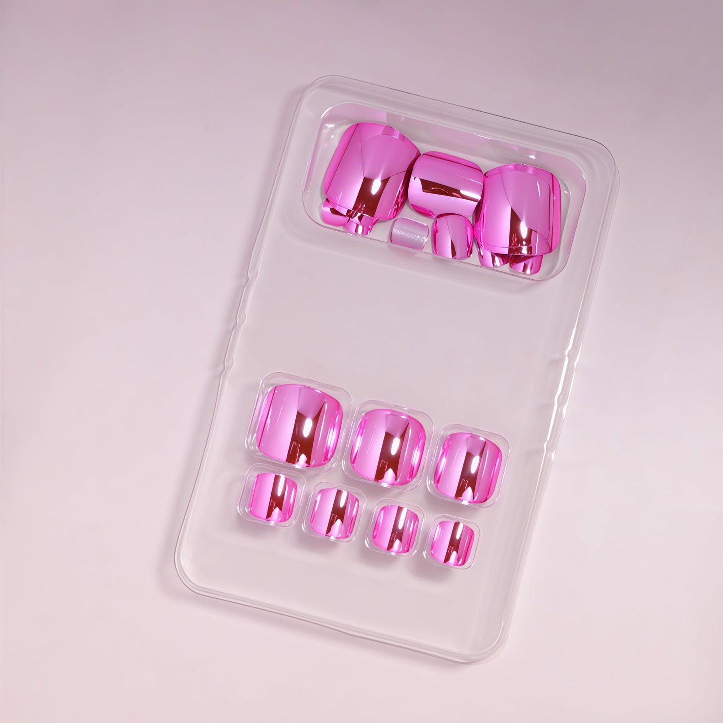 Pink Electroplating Press on Toes Nails Square Fake Toe Nails with Cherry Blossom Pink Chrome Designs Full Cover Metallic Mirror Acrylic Toe Toenails for Women Girls Summer Daily Wearable 24Pcs