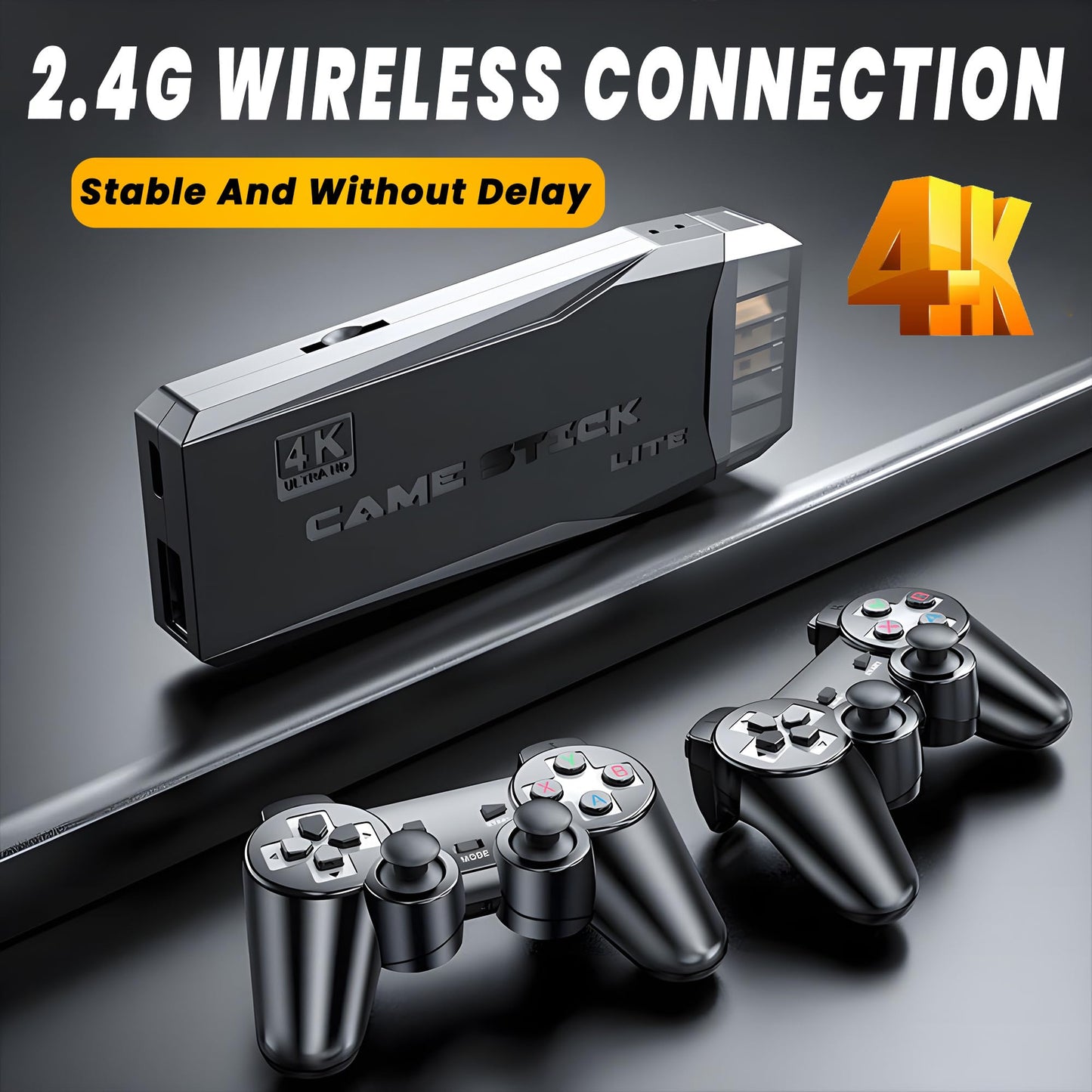 2025 New Upgrade Retro Gaming Console - Retro Gaming Stick,Retro Game Console Built-in 20000+ Games&9 Classic Emulators,4K HDMI Output,Plug and Play Game Stick with 2 Controllers(64G)