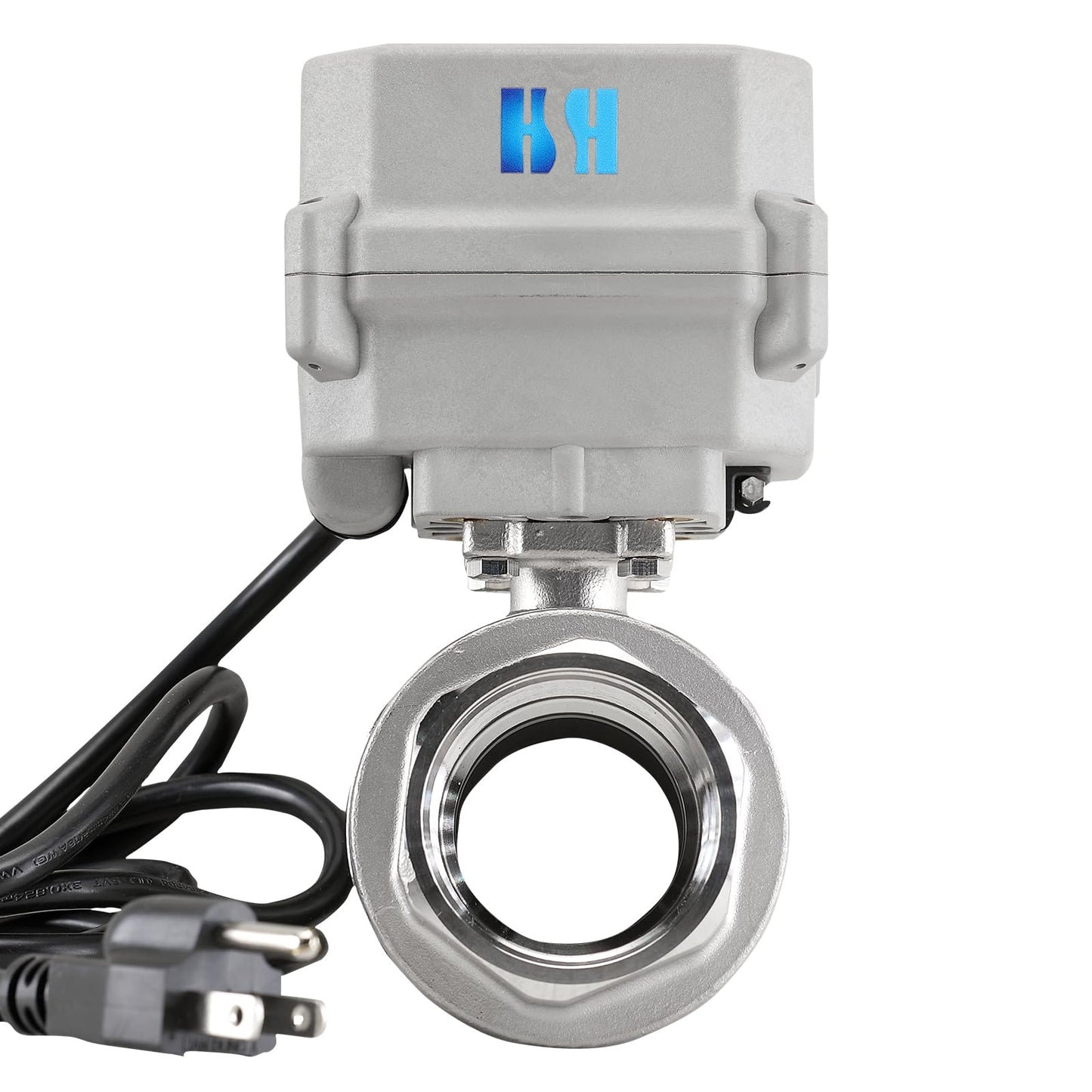 HSH-Flo 1-1/2 inch DN40 110-230VAC Normally Closed CF8/Stainless Steel 304 Manual Override Motorized Electrical Ball Valve With U.S. Plug