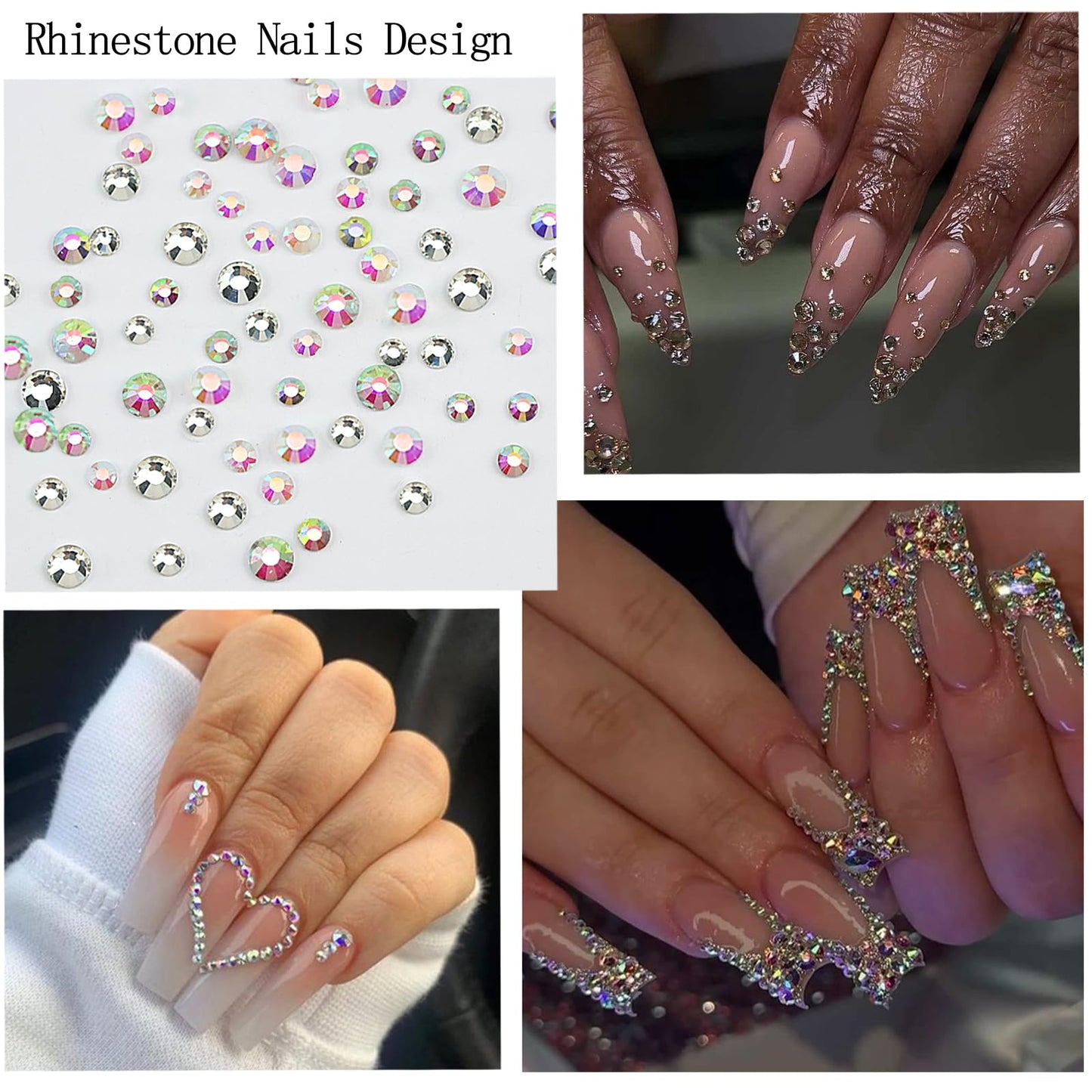 SEMATA Clear Nail Art Rhinestones Charms Flatback Nail Pearls Rhinestones Mixed Size Nails Gems White Beige Nails Pearls Art Accessories Decoration Design for Women