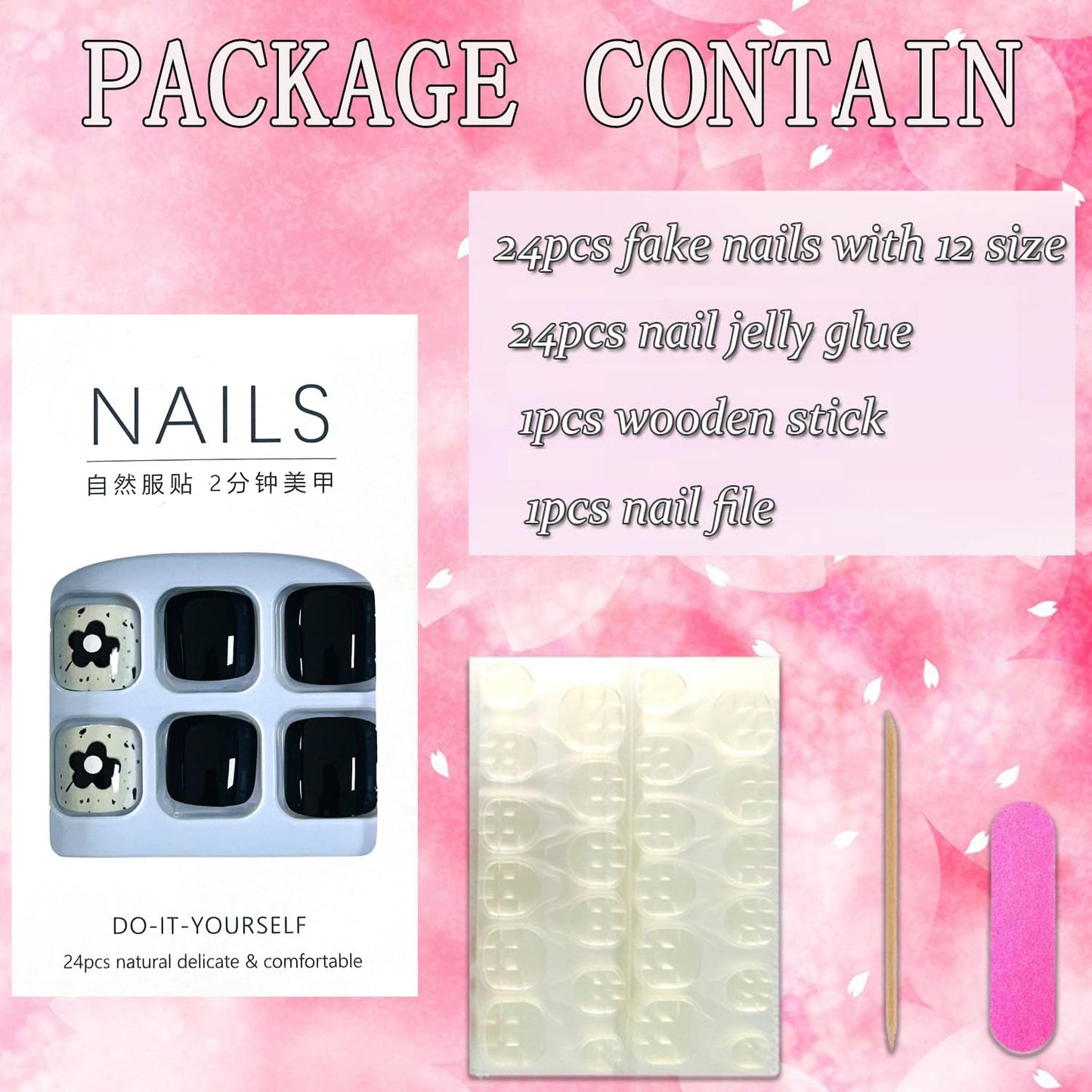 FIEONCIY Press on Toenails with Designs Acrylic Fake Nails for Toe Artificial False Nails with Charms Press on Toe Nails for Spring Summer Stick on Toenails for Women Girls(WSJ2539)