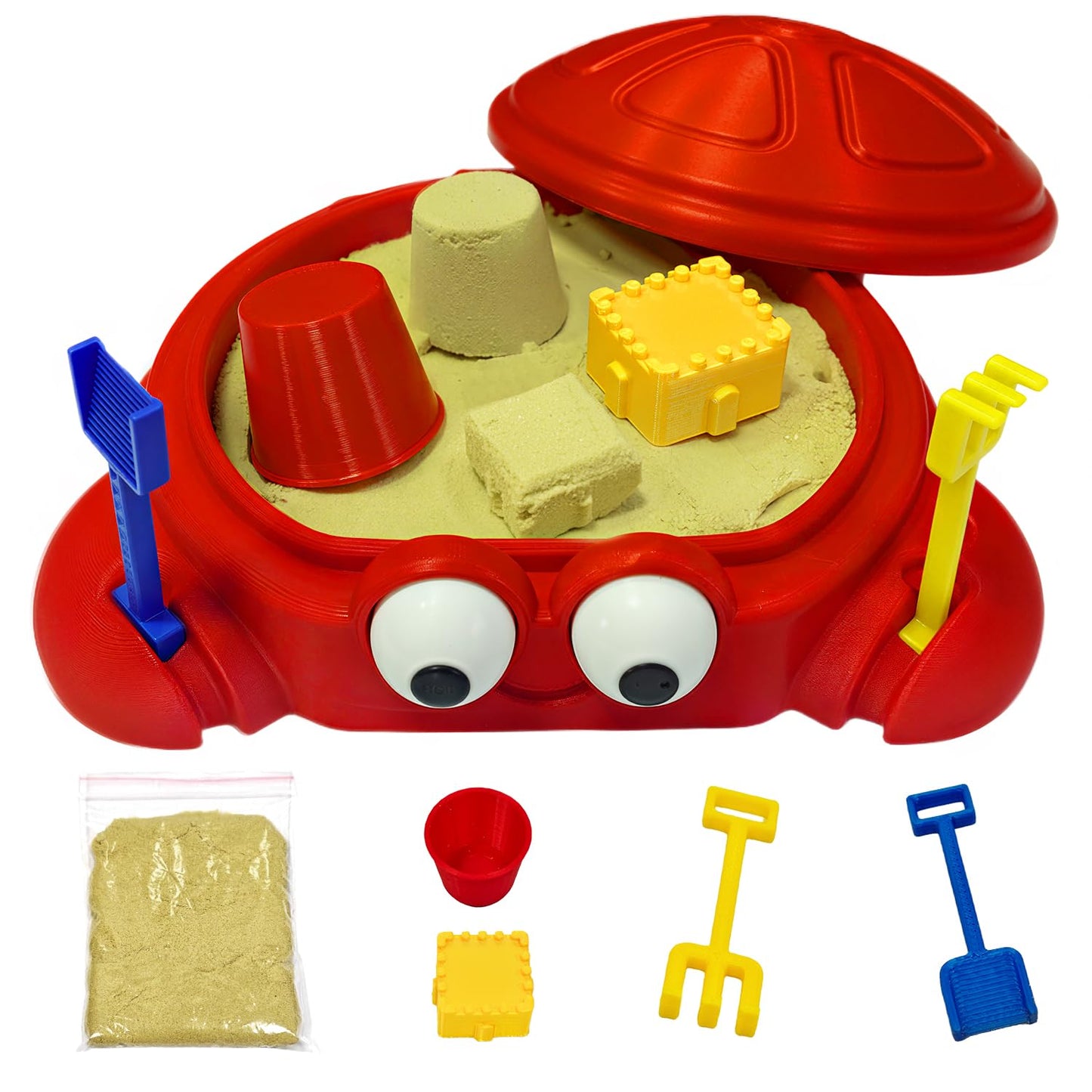 Estairkas Mini Crab Sandbox Zen Garden for Desk, Desktop Sand Tray with Lid for Stress Relief, Funny Office Desk Decor Gift for Coworkers, Birthday, Friends, Crab Lovers
