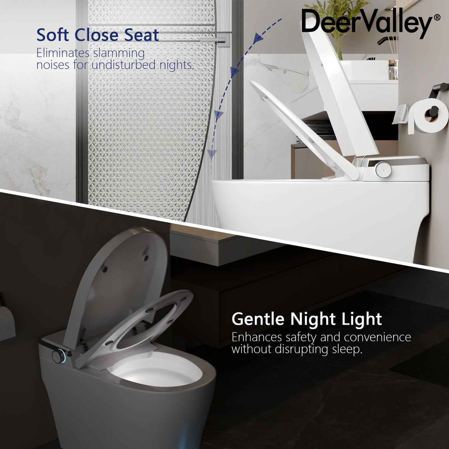 DeerValley Smart Toilet, One Piece Tankless Toilet with Built-in Bidet, 1.28GPF Auto Flush, Foot Kick, Warm Water, Heated Seat, Remote Control, 10" Rough-In Options