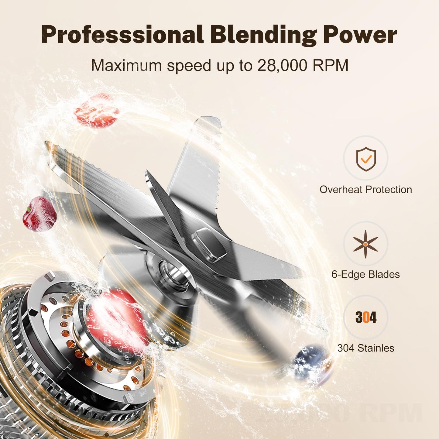 MAGETANG Blender, 1800W Powerful Countertop Blenders for Kitchen with 70oz Pitcher &20oz Travel Cup, 28000 RPM Blender for Smoothies, Ice Crushing, Frozen Drinks, Multiple Speeds with Pulse & Timer