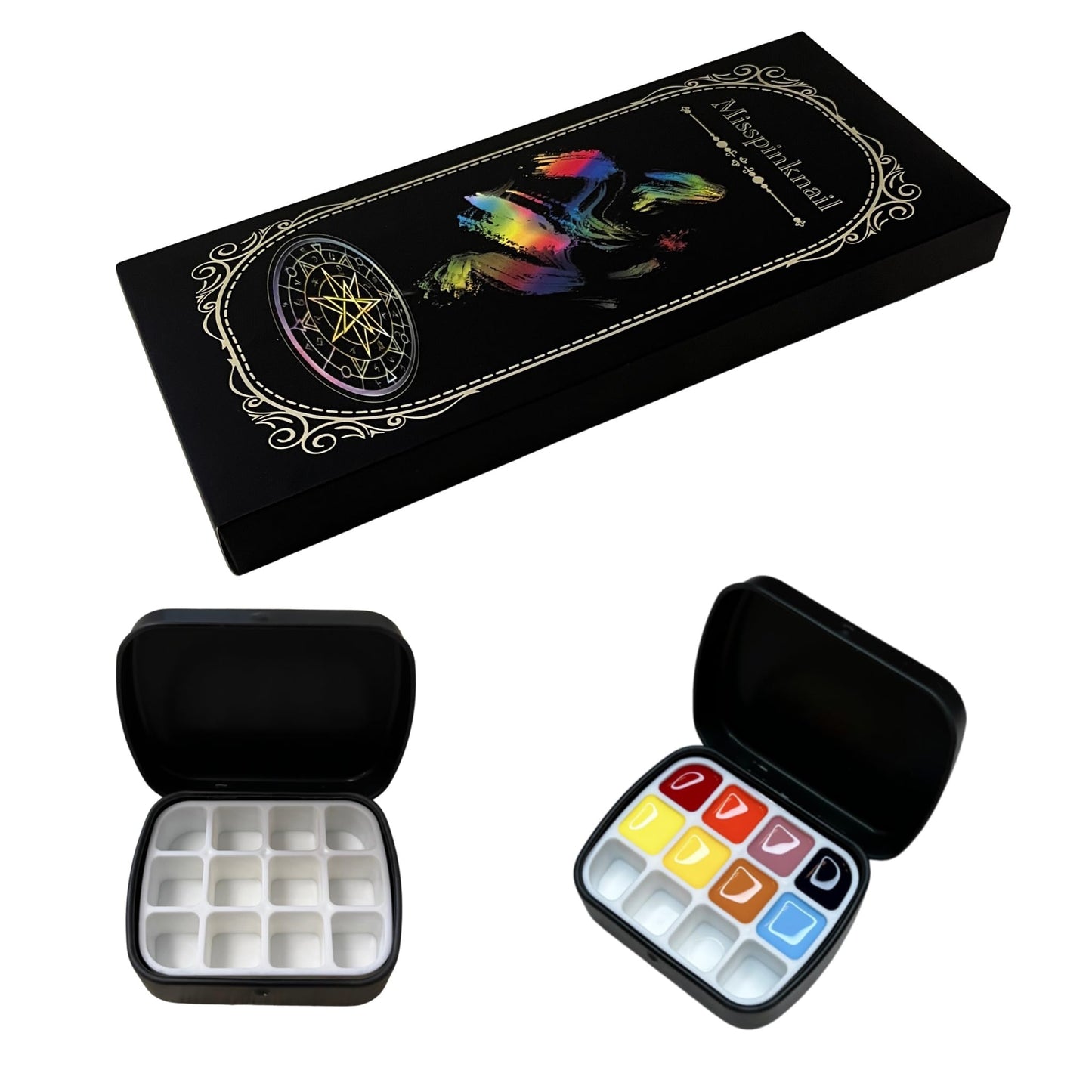 YJMyujimi Advanced Painting Gel for Nail Art,8 colour kit with 2 palette(12 divsions),Non wipe,Manicure Professional Nail Salon DIY at Home Gift (B)