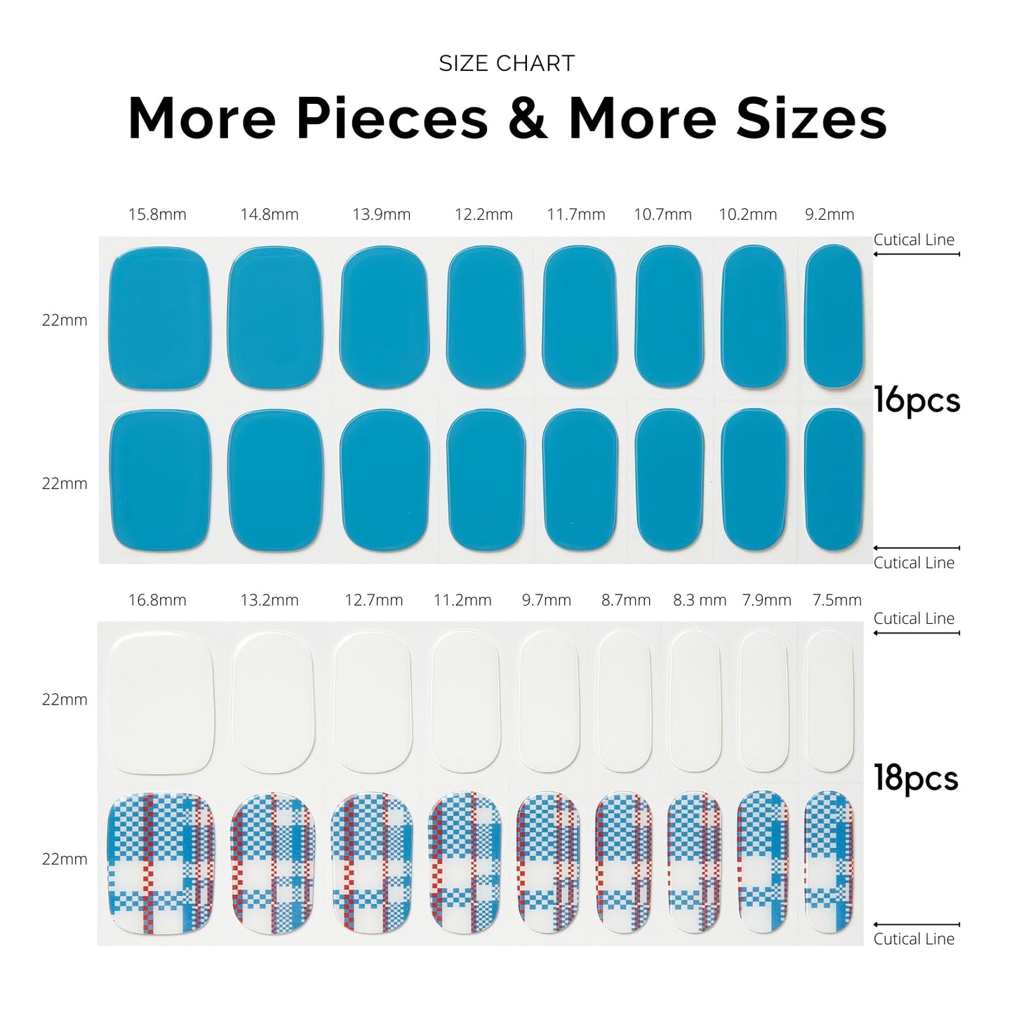 Semi Cured Gel Nail Strips - NAILOG 34 Pcs Gel Nail Stickers Buy 2 Get 1 UV Light | Long Lasting Nail Wraps with Glossy Gel Finish Blue, Azure Mosaic